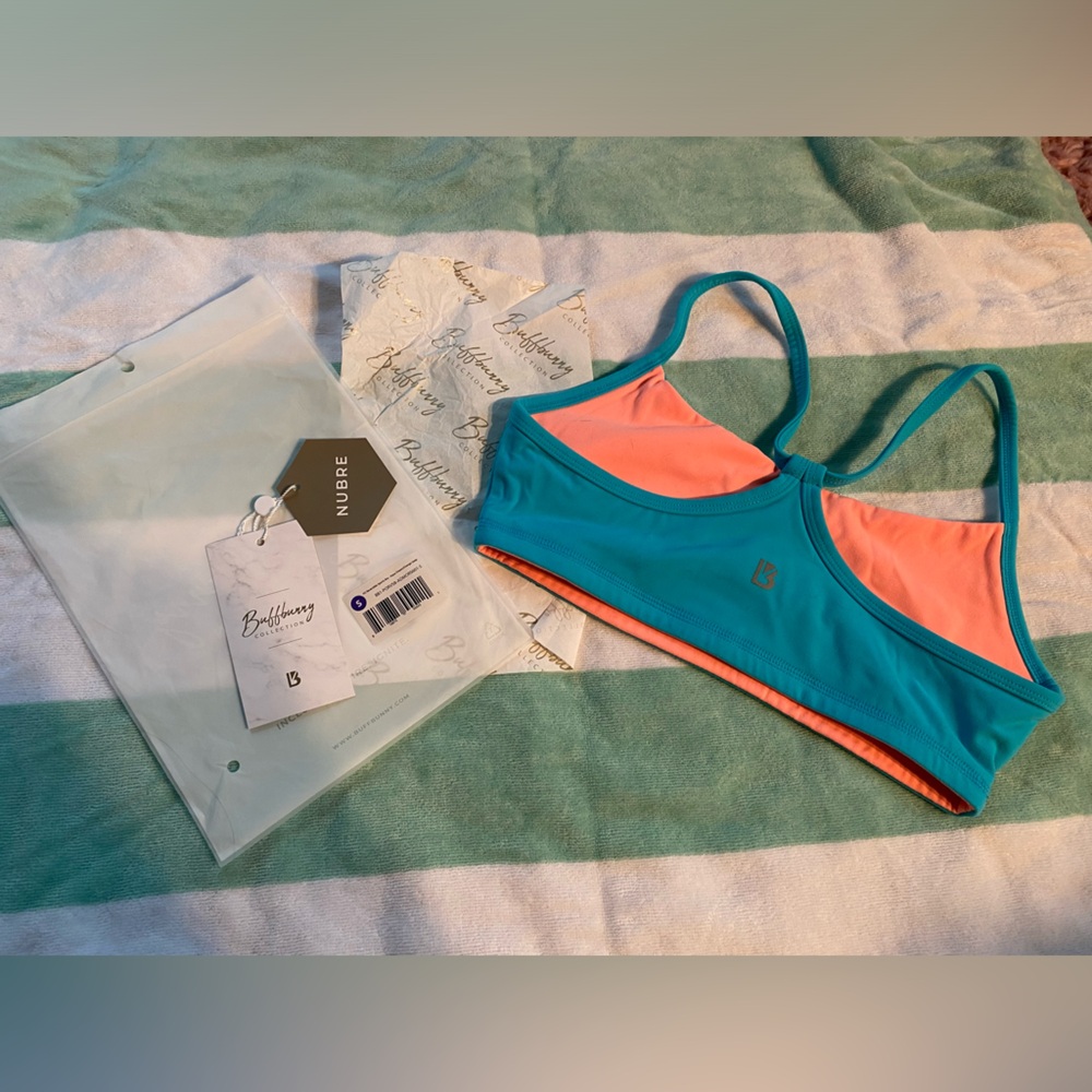 NWT sz S aqua dream / orange soda reversible sports bra